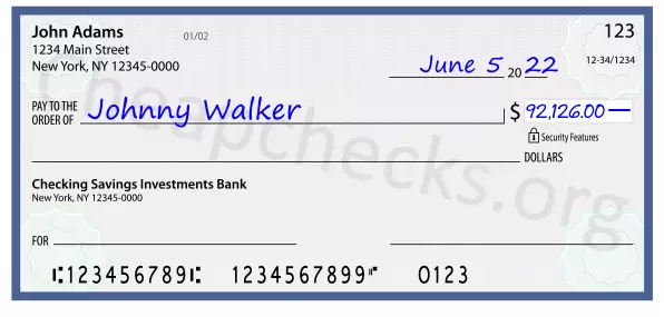 92126.00 dollars written on a check