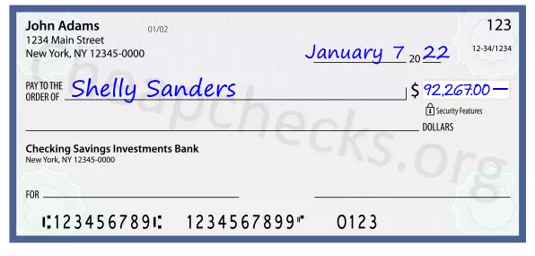 92267.00 dollars written on a check