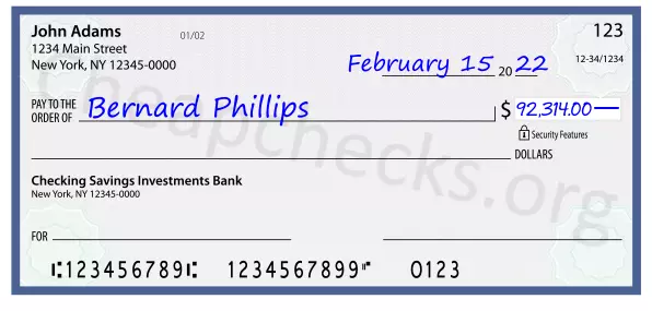 92314.00 dollars written on a check