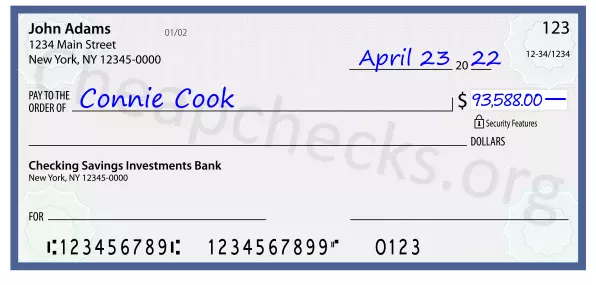 93588.00 dollars written on a check