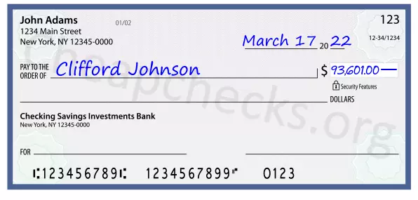 93601.00 dollars written on a check