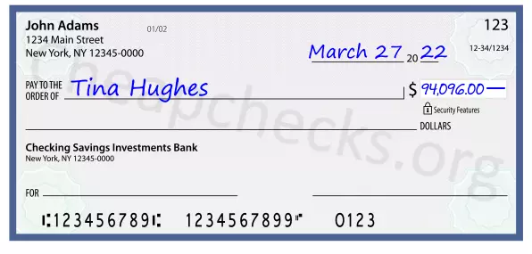 94096.00 dollars written on a check