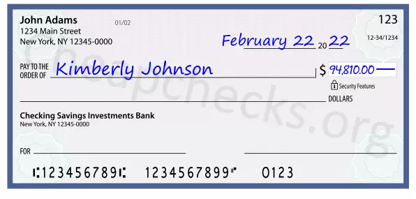 94810.00 dollars written on a check