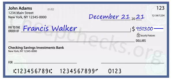 9513.00 dollars written on a check