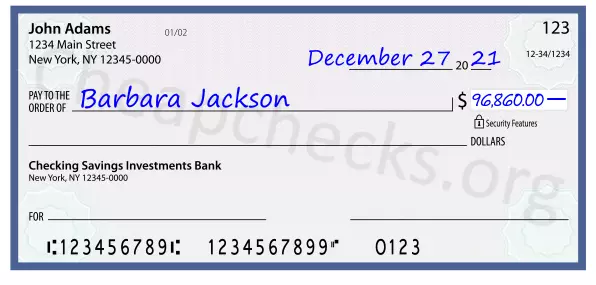 96860.00 dollars written on a check