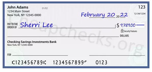 9789.00 dollars written on a check