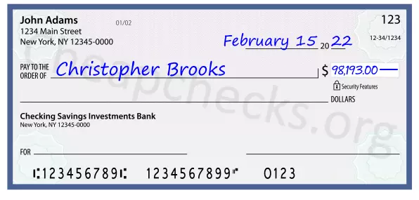 98193.00 dollars written on a check