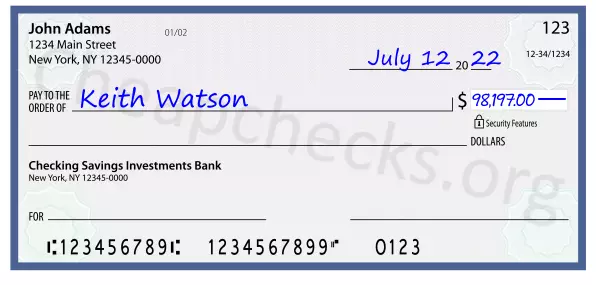 98197.00 dollars written on a check