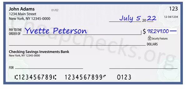 98249.00 dollars written on a check