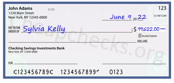 99622.00 dollars written on a check