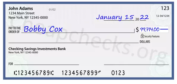 99714.00 dollars written on a check