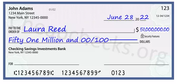 Fifty One Million and 00/100 filled out on a check