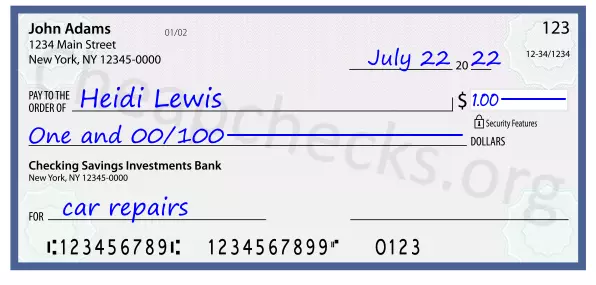 memo line written on a check