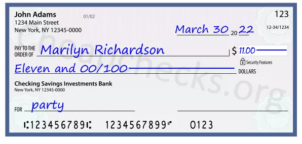 memo line written on a check