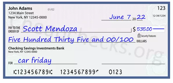 memo line written on a check